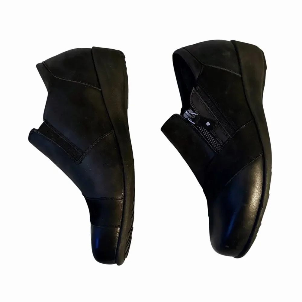 Ziera Sage Women’s Black Leather Comfort Shoes EU 38 / US 7.5–8 Side Zip Nursing